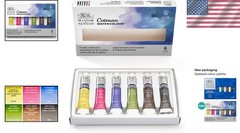Professional Cotman Watercolor Set – 6 Rich 8ml Tubes with Portable Accessories