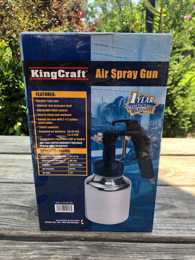 New King Craft Air Spray Gun 1QT Bleeder Type 1.5-4 CFM Required Easy Clean