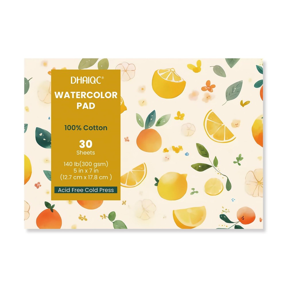 Watercolor Paper Pad, 30 Sheets, 5×7”, 100% Cotton Paper, Glue Bound, 140LB/3…