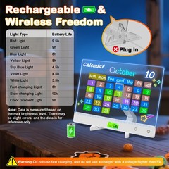 Rechargeable LED Note Board with Colors, 13.7×10 Lumi LED Drawing Board Acryl…