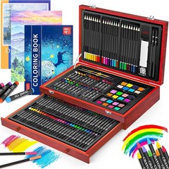 iBayam Art Supplies, 150-Pack Deluxe Wooden Set 150 Piece Set, Cherry