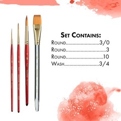 Heritage, Series 4050, Synthetic Sable Paint Brush for Watercolor, Set of 4