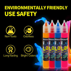 Glow in the Dark Acrylic Paint – Set of 12 Colors, Uv Reactive Blacklight Paints
