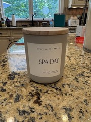 Sweet Water Decor Spa Day Scented Candles – Text Label Clear Jar,