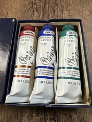 Grumbacher Pre-Tested Permanent Oil Paint Set of 3 Crimson Blue Viridian Green
