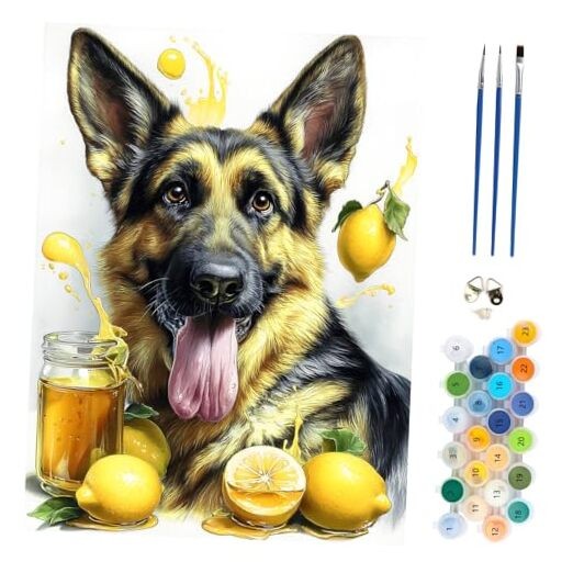 Lemon Dog Paint by Numbers Kit, Funny Dog Paint by Numbers for Adults WE022