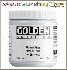 GOLDEN Heavy Body Acrylics, Titanium White, 8 fl. oz. Jar, Professional Acry…