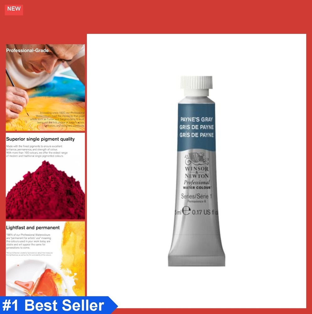 Professional Watercolor Paint 5ml Tube Payne’s Gray Artist Grade Semi-opaque