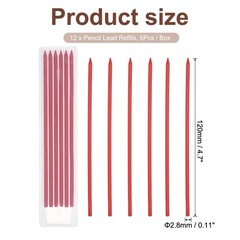 12Pcs, 2.8mm Carpenter Pencil Refill Solid Dry Pencil Refill Red