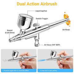 Dual Action Gravity Feed Air Brush Airbrush Kit Spray Gun Compress Paint Art Set