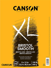XL Series Bristol Paper, Smooth, Foldover Pad, 9X12 Inches, 25 Sheets (100Lb/260