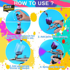 Airbrush Paint – 54 Colors with 2 Airbrush Thinners, Ready to Spray Air Brush