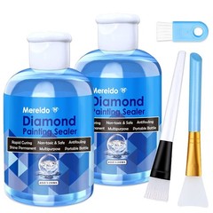 Diamond Art Glue Painting Sealer with 3 Brushes, 2 Packs 8oz 5D Diamond Art Perm