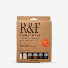 R&F Handmade Paints – Pigment Stick Set : 38ml : Earth Tones Set : 6 Colors