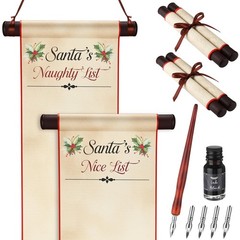 AmazingSpark 9 Pcs Christmas Santa’s Naughty, Nice Lists Scroll Vintage Color
