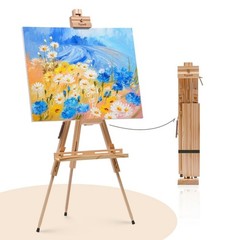 Foldable Easel for Painting: Adjustable Solid Pine Wood Portable Easel for Ad…