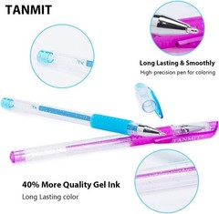 TANMIT Glitter Gel Pens, 33 Colors Neon Glitter Pens Set Gel Art Markers with 40