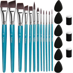 12Pcs Face Painting Brush Set Nylon Bristles Wooden Handle US