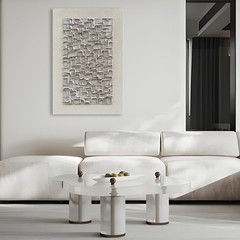 Art Hand Painted White Minimalist Abstract Oil Painting Modern Thick Texture …