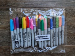 New Sharpie Markers Fine Point 24 count with vintage Crayola zipper storage case