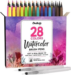 Chalkola Watercolor Brush Pens for Lettering, Coloring, Calligraphy – Set of 28