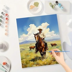 Western Paint by Numbers Kit for Adults – DIY Cowboy 16X20IN Folded, HSX00473