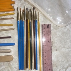 Artist Supplies Paint Brushes No. 2 Pencils Ruler Zippered Pouch