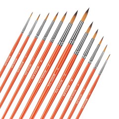 Watercolor Paint Brushes Set 12Pcs Round Pointed Short Handle Artist