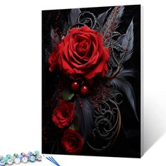 Exquisite Black Feather And Red Rose DIY Painting by Number for Adults and Be…