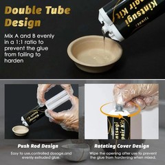 Kintsugi Repair Kit, Food Safe Gold & Silver Kintsugi Kit for Broken Ceramics, G