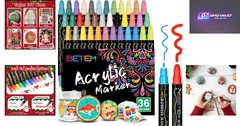 Versatile Dual Tip Acrylic Paint Markers – 36 Vibrant Colors for Every Project