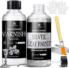Liquid Silver Leaf Paint Kit – 3.53oz Ultra Shiny Quick Dry Metallic Gilding