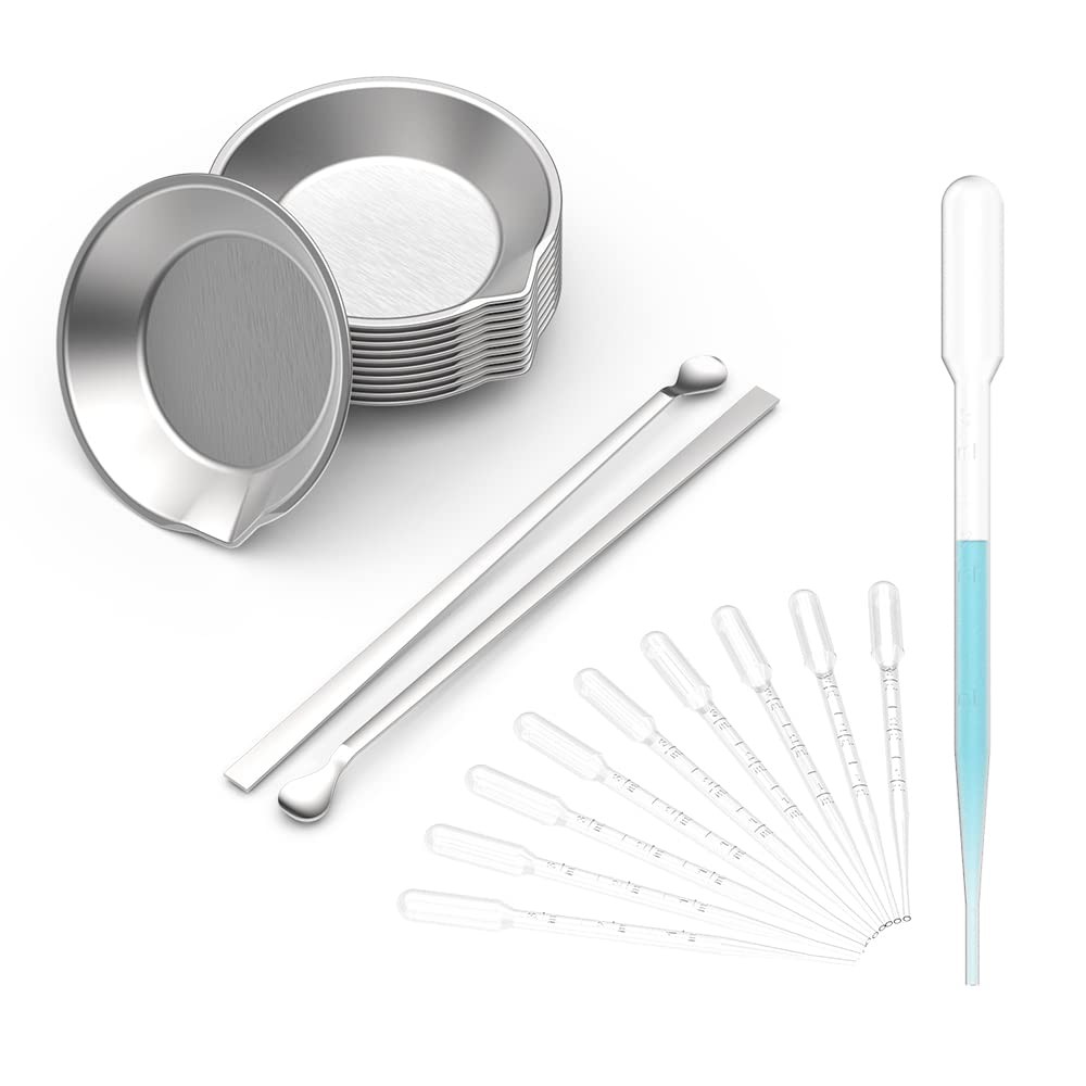 12 Pcs Paint Tray Kit with 2 Stirrers and 10 Pipettes Silver Craft Set