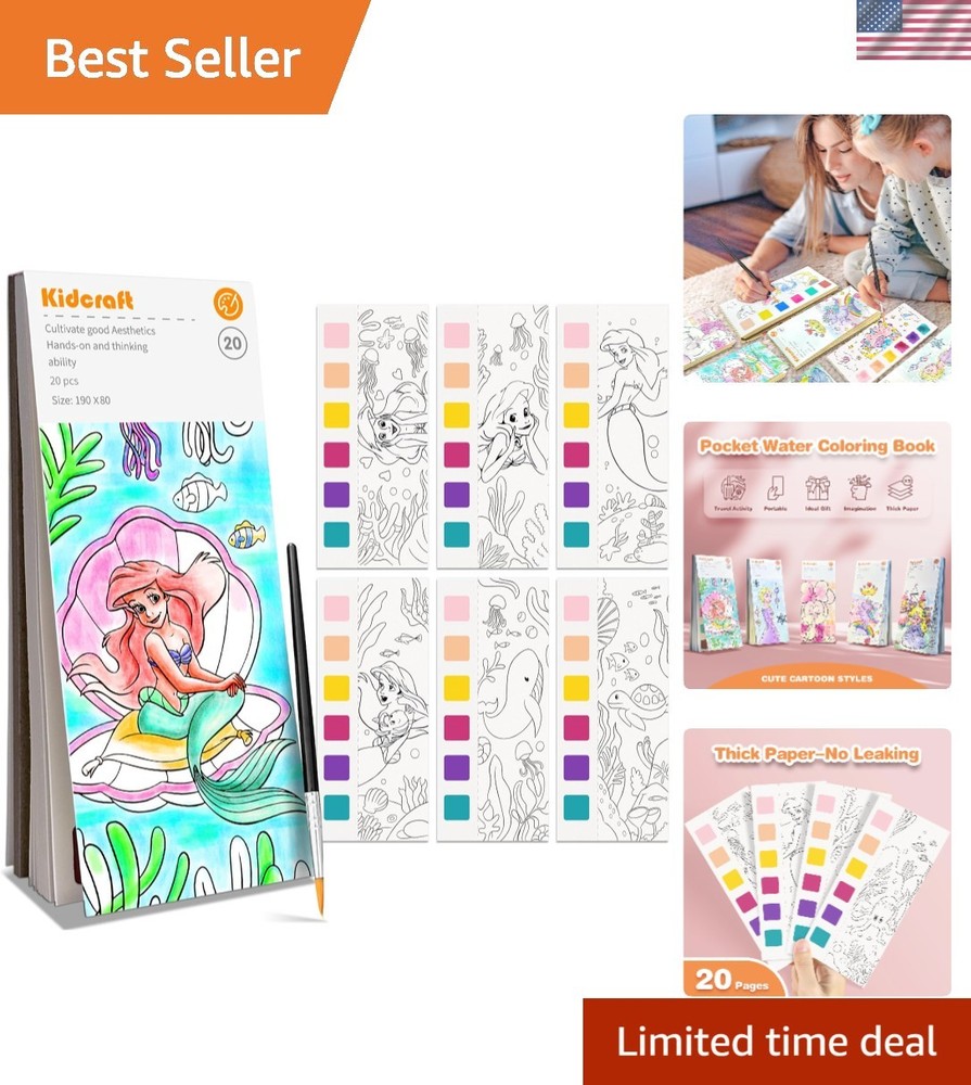 Pocket-Sized Mess-Free Watercolor Book for Girls – Fun Coloring for Ages 4+