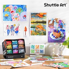 Brush Tip Alcohol Markers, Dual Tip Brush & Fine Tip Art Marker Set, 121 Colo…
