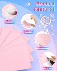 FIVEIZERO 6PCS Rubber Carving Blocks,4″x6″ Linoleum Blocks 4″x6″, Light Pink