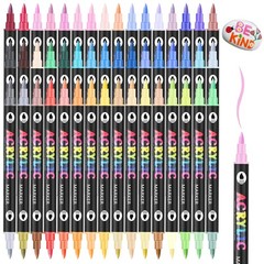 48 Acrylic Paint Markers, 96 Colors Dual-Tip Set – Double-Sided Brush Pens wi…