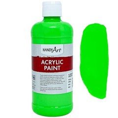 Handy Art Acrylic Paint, Fluorescent Green, 16 oz Bottle, Glow UV Neon Under …