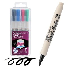 Supreme Brush Marker Assorted Pack Of 4 (Red,Blue,Black,Green) by Anmol Art &…