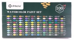 Watercolor Paint Set 100 Colors in Portable Box Travel Watercolor Set with Wa…