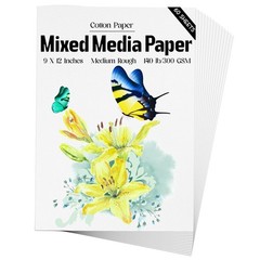 60 PCS 9×12 Inch 140Lb/300Gsm Heavyweight Cotton Mixed Media Art Drawing Paper