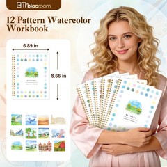Watercolor Workbook for Adults, Beginner Friendly Water Coloring Book 12 Diff