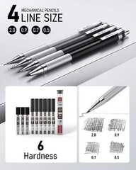 38PCS Art Mechanical Pencils Set in Leather Case, 3 PCS Metal Drafting Pencil…