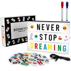 Cinema Light Box with 400 Letters, Symbols, Emojis, 2 Markers and USB. Black