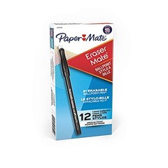 EraserMate Erasable Pen, Medium Point, Box of 12 Count (Pack of 1) Pens Black