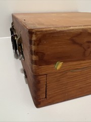 VTG Wooden Hinged Artist Painters Box with Dovetail Design Wood Briefcase Travel