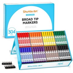 304 Pack Washable Markers, 16 Assorted Colors Broad Line Conical Tip Large Ma…