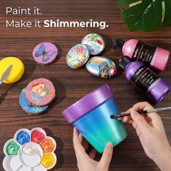 Large 250ml Metallic Acrylic Paint Set, 20 Vibrant Colors, Fade-Resistant