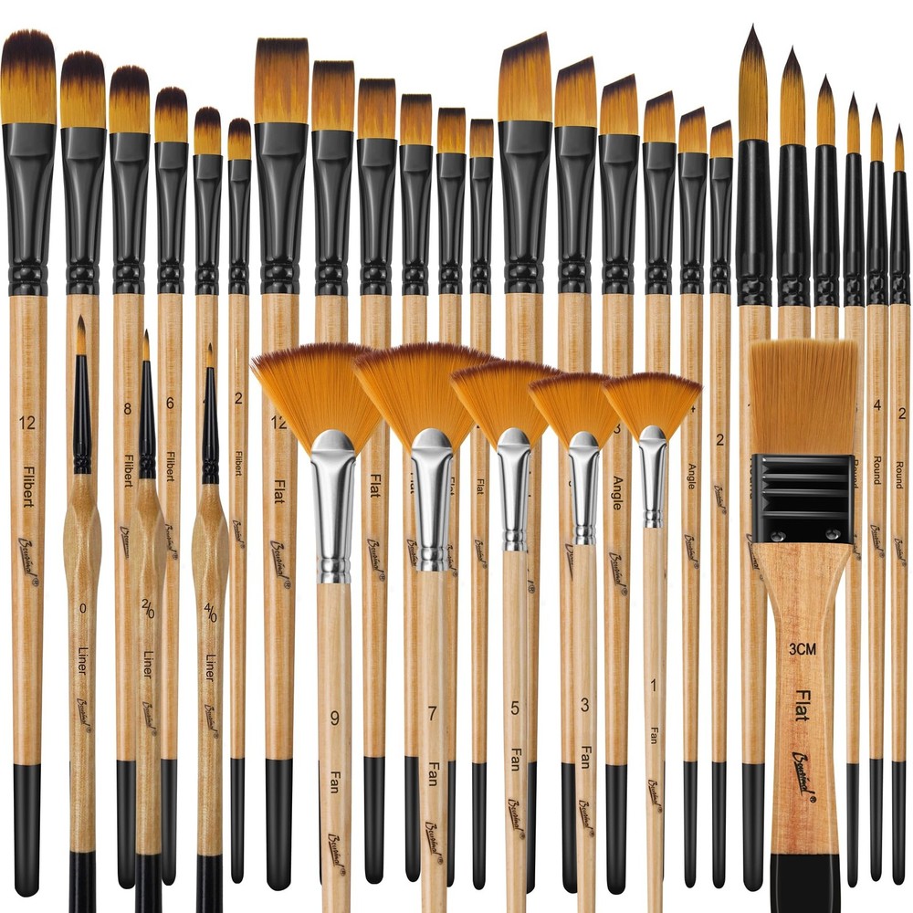 Bougimal 33 Pcs Paint Brush Set, Artist Brushes for Large, Wooden 2