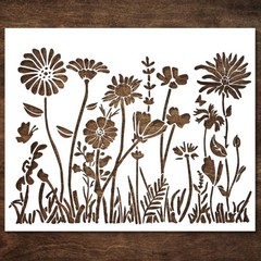 DLY LIFESTYLE Large Wildflower Stencil for Painting 15×12 Inches, Transparent